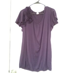 Prescription women purple flower accent short sleeve size 3XL